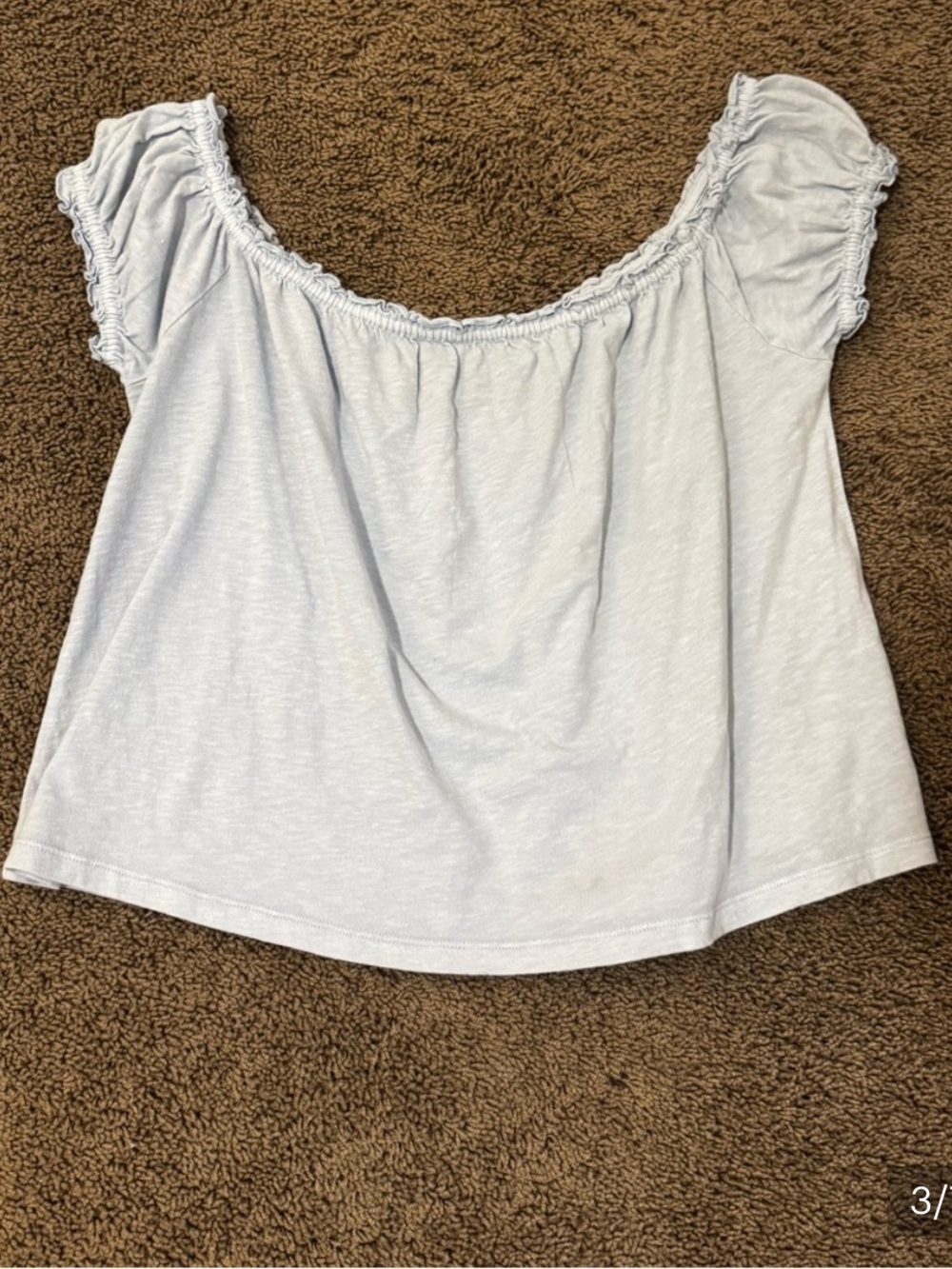 American Eagle Off-Shoulder Light blue Ruffle Crop Top